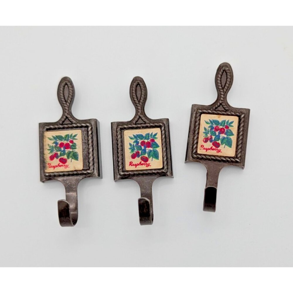 vintage Arjon utility decorative magnetic hooks kitchen set of 3 metal - herbs